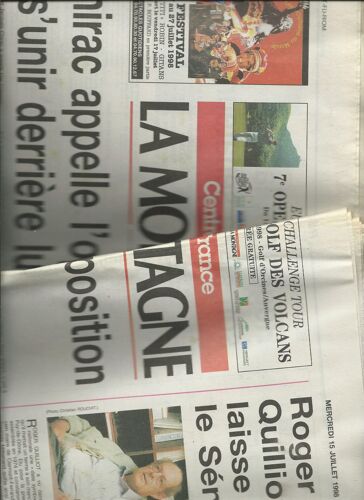 Journal La Montagne Du 15/07/1998,Publicité Tournée D'Été Jean Luc Lahaye, Louise Attaque, Michel Sardou Et Michel Delpech Aux Francofolies 1998