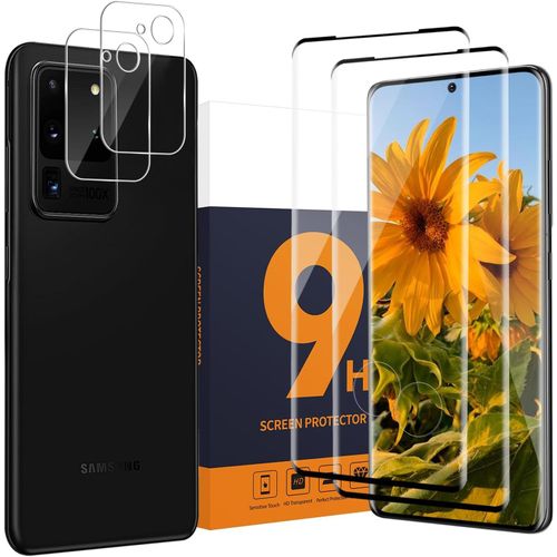 Verre Trempé Pour Samsung Galaxy S20 Ultra 5g, 3d Plein Écran S20 Ultra Protection Écran, Caméra Protecteur, Dureté 9h, 3d Plein Écran, Ultra Hd S20 Ultra Vitre Protection-2+2 Pièc[Pac5151161]