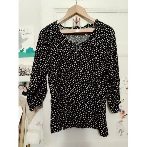 Top Noir Motifs Roses 46 Xxxl Gémo.