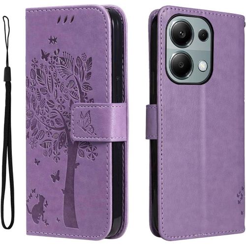 Coque Pour Xiaomi Redmi Note 13 Pro 4g - Housse En Cuir Pu, Étui Flip Avec Silicone Antichoc, Bumper, Fermeture Magnétique & Support, Portefeuille Et Folio -Cover Case -Violet