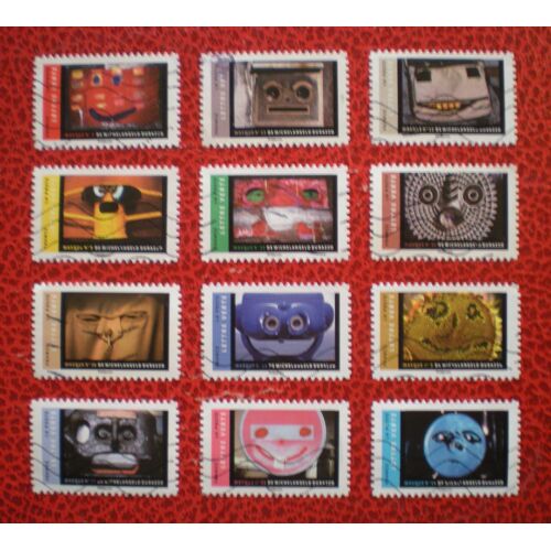 Masques - Série Complète De 12 Timbres Oblitérés - France - Année 2017