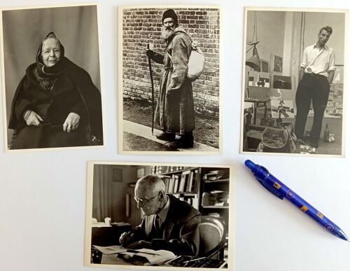 Lot De 4 Cartes Postales Portraits D'artistes : Hermann Hesse, Marguerite Yourcenar, Léon Tolstoï Et Nicolas De Staël