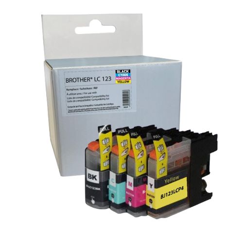 LC123 / LC123 Pack de 4 cartouches d'encre compatible Brother LC123