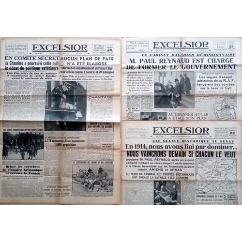 1940 : Lot 3 Vieux Journaux L'excelsior Mars Et Mai 40