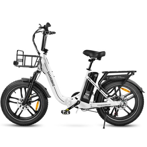 Vélo Électrique Pliable Samebike C05 Pro, 500 W, 36 V, 13 Ah, Pneus Larges, Blanc