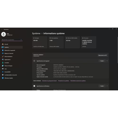 Lenovo ThinkPad P52 20MA - 15" Intel Core i7-8850H - 2.6 Ghz - Ram 32 Go - SSD 1 To - AZERTY - Français