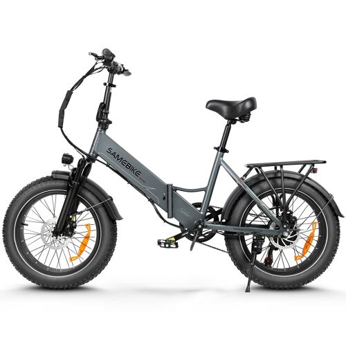 Vélo Électrique Pliable Samebike Lotdm200-Ii Moteur 750 W, Batterie 48 V 13 Ah Vitesse Maximale 40 Km/H Autonomie 80 Km Roues De 20 Pouces Suspension Intégrale Freins À Disque + Carte Nfc - Gris