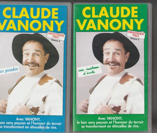 Lot 2 Vhs Claude Vanony - Volume 2 Ma Maîtresse D'École - Volume 3 Les Poules - 0,6 Kg