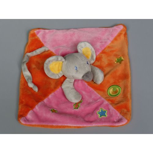 Doudou Souris Plat Rose Orange Nicotoy