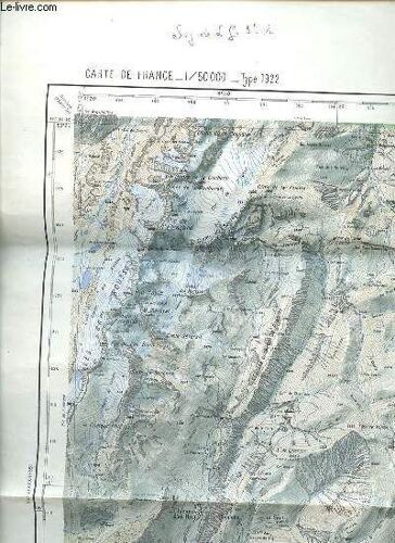 Carte De France 1/50000 - Type 1922 / La Grave (St Jean De Maurienne) - Quadrilage Kilometrique Projection Lambert Iii Zone Sud. Flle Xxxiv-35. Carte En Couleurs (Recto Uniquement) De ...