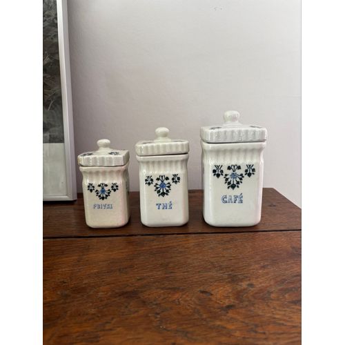 Vintage Lot De 3 Pots À Épices Terre D¿Acier St Uze