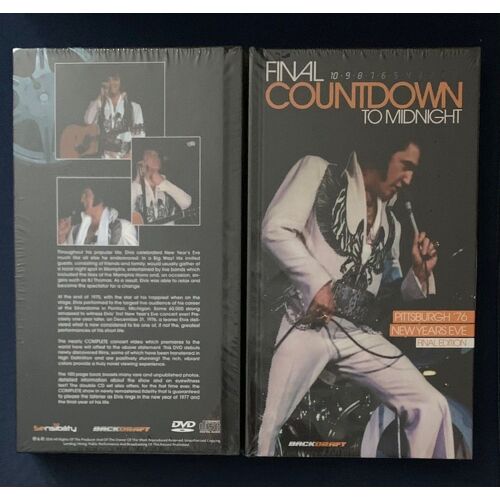 Elvis Presley Final Countdown To Midnight Pittsburgh 31 Décembre 1976 New Years Eve Box Sous Blister Livre 100 Pages 2 Cd Set 35 Titres 93min Dvd Son Direct 85 Min Édition Limitée 999 Exemplaires Rare