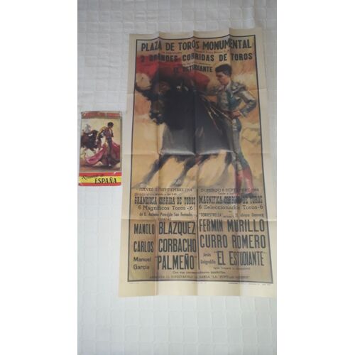 Très Belle Affiche De Corrida À Barcelone En 1964 Tbe Rare Avec Sa Pochette Tauromachie Corrida Monumental Barcelona