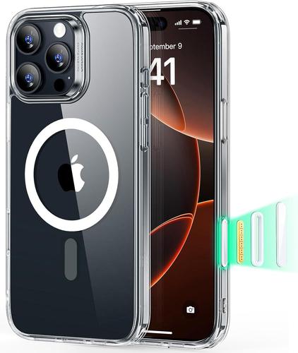 Coque pour iPhone 16 Pro Max, Commande de la caméra, Compatible MagSafe, Protection Anti-Choc Militaire, Coque Magnétique (HaloLock), Hybride Classique, Transparente