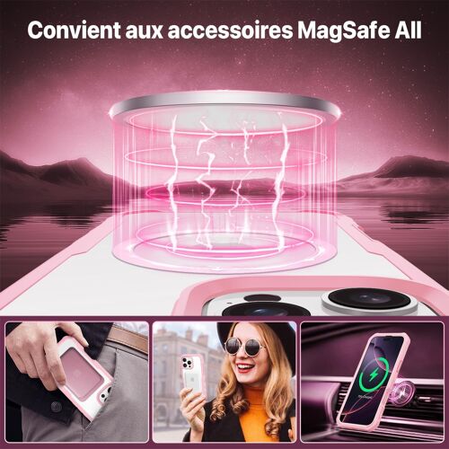Magnétique Anti Espion Coque iPhone 16, Compatible avec MagSafe intégré Verre Trempé Protection écran et Protecteur Caméra, Antichoc Téléphone Housse Double Face Case Intégrale Etui -Vert