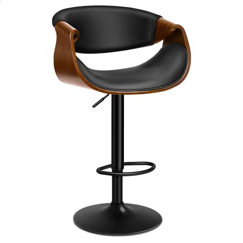 Alfordson Tabouret De Bistrot Pivotant Avec Dossier En Bois - Tabouret De Bar Commercial Réglable En Hauteur, Tabouret De Maison Capacité De Poids De 150 Kg, Rembourrage En Cuir, Noir