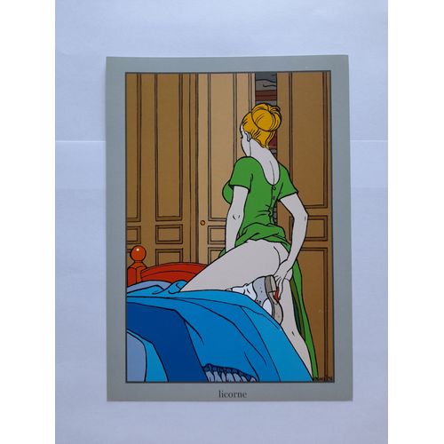 Moebius/Gir/Giraud - Illustration "Licorne" Couleur Sur Papier Glacé Format 15 Cms * 21 Cms Sortie Du Portofolio Eros/Stardom 1998 Original Tiré À 500 Exemplaires Contenant À L'Origine 8 Illustrations