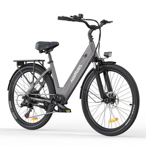 Hillmiles Milecity 1 - Vélo Électrique 26" - Moteur 250w - Batterie Amovible 36v 13ah - Autonomie 100km - Shimano 7 Vitesses, Gris