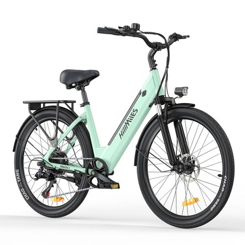 Hillmiles Milecity 1 - Vélo Électrique 26" - Moteur 250w - Batterie Amovible 36v 13ah - Autonomie 100km - Shimano 7 Vitesses, Vert