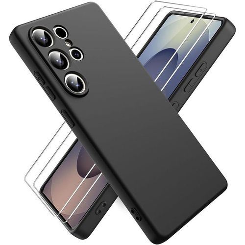 Hqselection® Coque Mat Noir Pour Samsung Galaxy S25 Ultra Avec 2 Verre Trempé Film Protection Écran - Anti Rayures - Ultra Résistant Dureté 9h