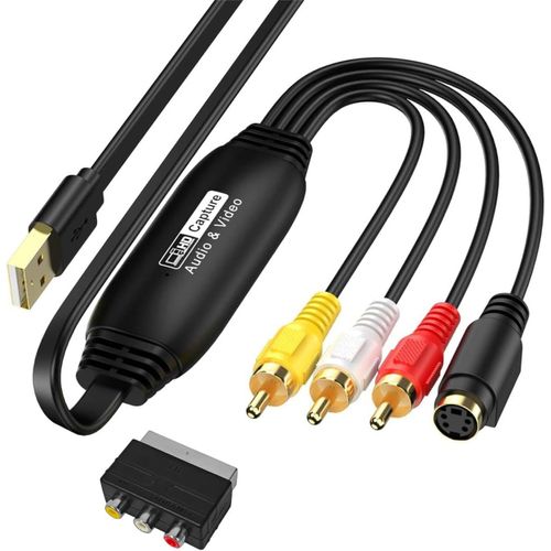 ChenQuanSarl-Convertisseur Vhs Numérique,Carte De Capture Vidéo Usb, Enregistreur Detransfert Audio Vidéo Rca Av Vers Usb, Pour Pc, Caméra Dv, Dslr, Dvd, Compatible Avec Windows Et Mac Os.