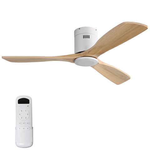 Ventilateur de Plafond, Sofucor, Ventilateur, Télécommande Ventilateur Plafond, Pales en Bois Naturel, Ø132 cm, 6 Vitesses, Silencieux