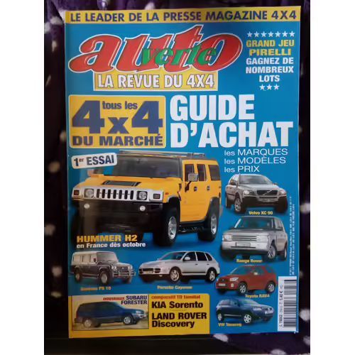 Auto Verte 256 De 2002 Mitsubishi Pajero Evo 2 Plus 2,Subaru Forester 2.0x,Lincoln Navigator 5.4 V8,Hummer H2 6.0 V8,Kia Sorento 2.5 Td Ex Major,Land Discovery 2.5 Td5 Hse,Guide Achat,Mitsubishi L200