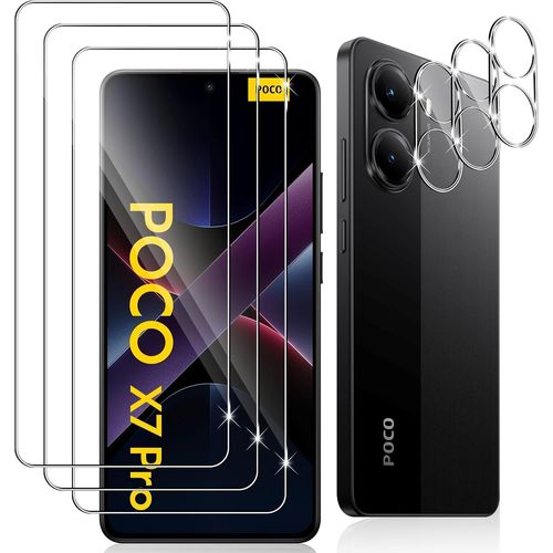 CAUC-3 Pièces Verre Trempé pour Xiaomi Poco X7 Pro, 3 Pièces Caméra Arrière Protecteur,9H Dureté/Anti-Rayures/Sans Bulles/Ultra Résistant,Protection écran