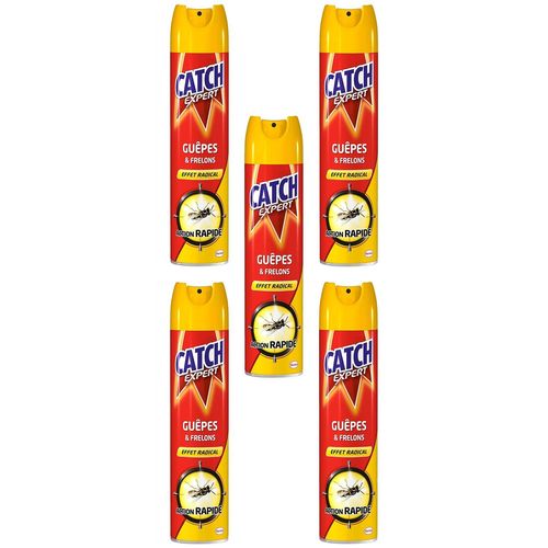 CATCH Lot de 5 Aérosols 400 ml Guêpes et Frelons - Effet Radical