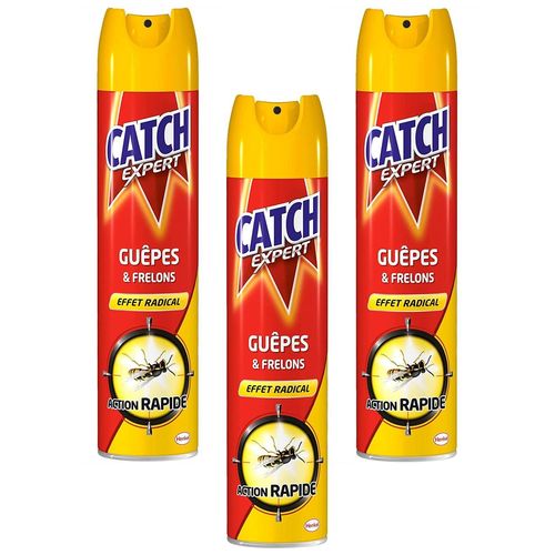 CATCH Lot de 3 Aérosols 400 ml Guêpes et Frelons - Effet Radical