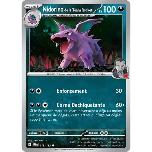 Carte Pokémon - Nidorino De La Team Rocket - 118/182 - Ev10 Rivalités Destinées