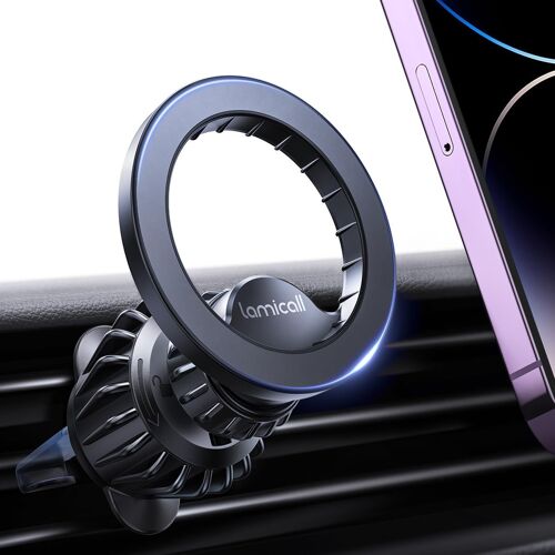 MEVRONISSHOP-Support Téléphone Voiture pour MagSafe, 20 x N52 Aimants 360°Rotation, Crochet Métallique, Porte Magnétique Téléphone à Grille d'Aération pour iPhone 17 16 15 14 Huawei, Autres Smartphon