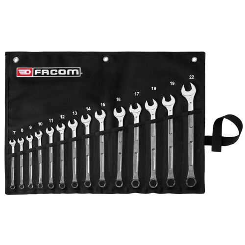 Jeu de 10 clés mixtes longues OVG GRIP 441 - 7 à 22 mm en trousse textile - FACOM - 441.JV14GRPPB