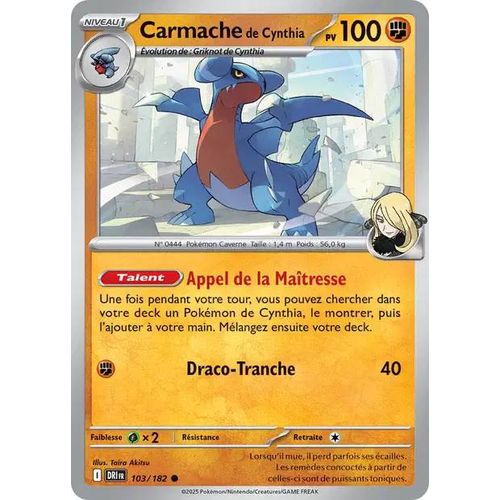 Carte Pokémon - Carmache De Cynthia - 103/182 - Ev10 Rivalités Destinées