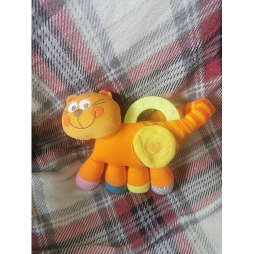 Doudou Éveil Chat Miroir Grelot Orange Rayé Pattes Textures Chicco Vintage