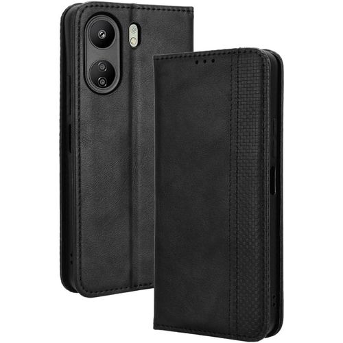 Coque Pour Xiaomi Redmi 13c 4g/Xiaomi Poco C65, Flip Folio Étui En Cuir Pu Avec Fonction Du Support 3 Fentes Cartes Et Portefeuille Fermoir Magnétique Tpu Antichoc Protection -Noir