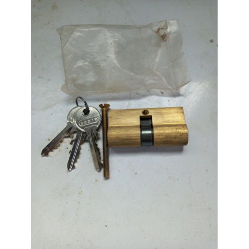 1 Barillet de serrure en laiton, vis, 3 clefs