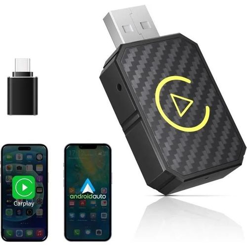 Adaptateur Sans Fil Carplay & Android Auto, Mini Stick Pour Convertir Carplay/Android Auto Filaire En Sans Fil, Compatible Av