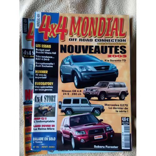 4x4 Mondial 36 De 2002 Toyota Rav4 D4d,Vitara Hdi Jx,Audi Allroad V6 Tdi,Jeep Cj5,Land Series Type 80,Atlas