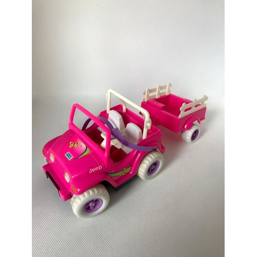 Voiture Jeep remorque Barbie Shelly Tommy 1997 rose papillons électrique Mattel
