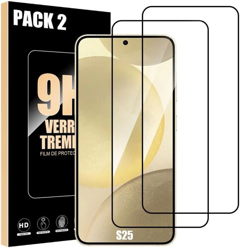Verre Trempé Intégral Pour Samsung Galaxy S25 - Pack De 2 Vitres Noir Anti-Rayures - E.F.Connection