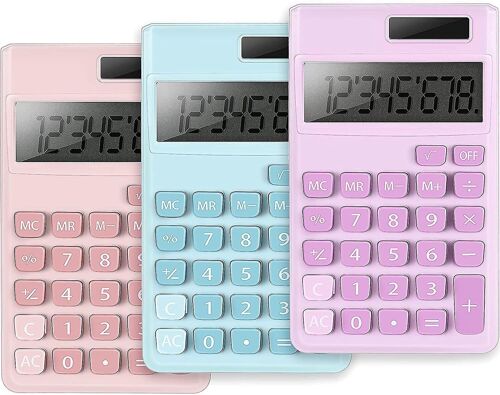 Mini calculatrice portable : compacte, durable, double alimentation, couleurs vives, écran LCD clair pour des calculs faciles