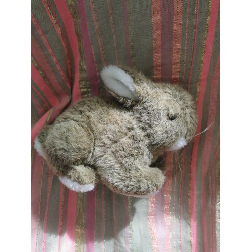 Peluche Doudou Lapin Beige Marron Chine Blanc Nounours Vintage