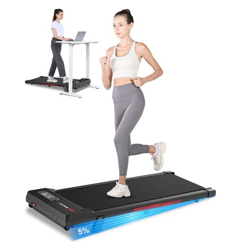 Tapis De Course Électrique, Tapis De Marche Avec Télécommande, Bluetooth Et De Led, 1-8 Km/H Vitesse Réglable, Parfait Pour Une Utilisation À Domicile Ou Au Bureau, Noir