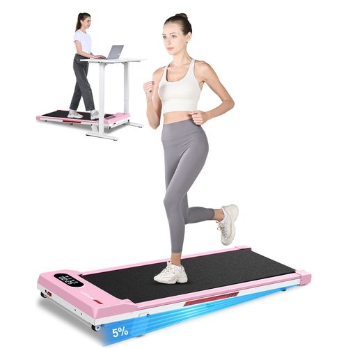 Tapis De Course Électrique, Tapis De Marche Avec Télécommande, Bluetooth Et De Led, 1-8 Km/H Vitesse Réglable, Parfait Pour Une Utilisation À Domicile Ou Au Bureau, Rose