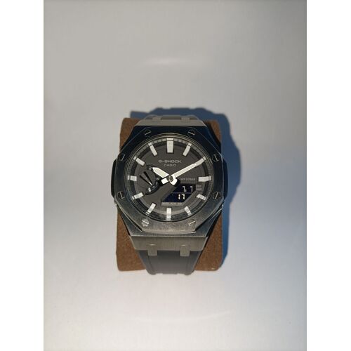 Casioak Custom Casio G-Shock Ga-2100-1aer Black Case Black Rubber Strap 44 Mm