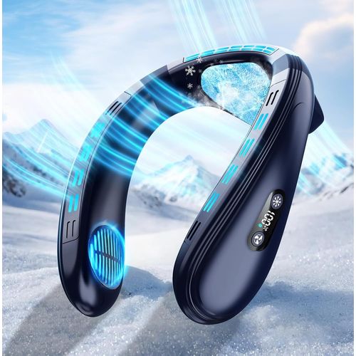 asas-Ventilateur De Cou Portable Avec Grande Plaque De Refroidissement,Mini Climatiseur Mobile 6000Mah Usb Rechargeable Avec Sortie D'Air Arrière,Affichage Lcd,3 Réfrigération Pour Bureau Voyage