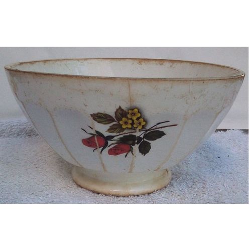 Gros Bol - En Porcelaine - Décor Fruits Et Fleurs