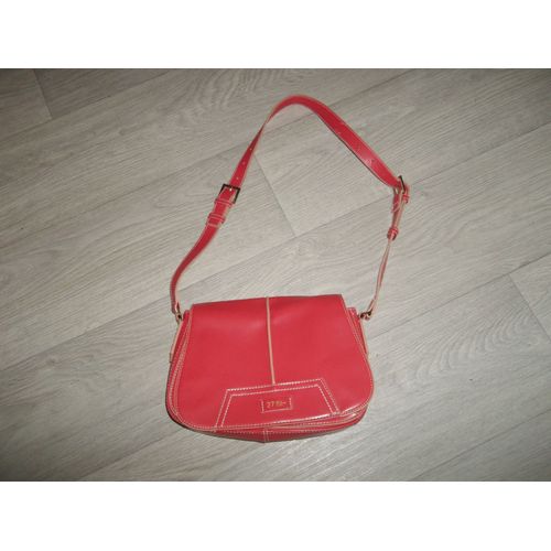 Sac 27 QUAI DE SEINE cuir rouge orangé à bandoulière TBE