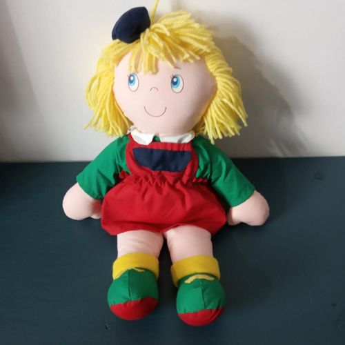 Doudou Poupée Chiffon Berchet Cheveux Jaunes En Laine
